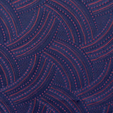 Last of This, Red Dots and Indigo Curves Vintage Kimono Silk Jacquard from Japan, 14" x 38" Piece,  #4471