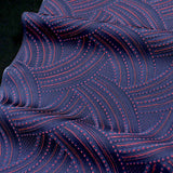 Last of This, Red Dots and Indigo Curves Vintage Kimono Silk Jacquard from Japan, 14" x 38" Piece,  #4471