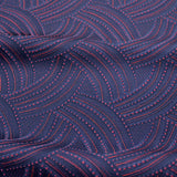 Last of This, Red Dots and Indigo Curves Vintage Kimono Silk Jacquard from Japan, 14" x 38" Piece,  #4471