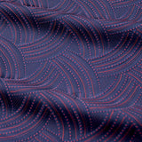 Last of This, Red Dots and Indigo Curves Vintage Kimono Silk Jacquard from Japan, 14" x 38" Piece,  #4471