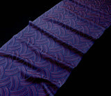 Last of This, Red Dots and Indigo Curves Vintage Kimono Silk Jacquard from Japan, 14" x 38" Piece,  #4471