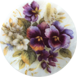 Purple Pansies on Mother of Pearl Button, 1-3/8"