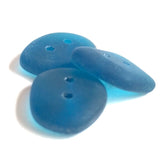 Caribbean Blue Teal Tumbled Silky Faux Sea Glass Button,  3/4" - 7/8" from Recycled Bottles