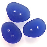 Re-Stocked, Royal Blue Tumbled Silky Glass "Sea Glass" Button,   3/4"-7/8"