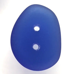 Re-Stocked, Royal Blue Tumbled Silky Glass "Sea Glass" Button,   3/4"-7/8"