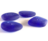 Re-Stocked, Royal Blue Tumbled Silky Glass "Sea Glass" Button,   3/4"-7/8"