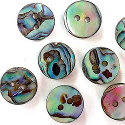 SEVEN Abalone 7/16" Vivid Greens/Blues Buttons 11mm. Pack of 7   #SK-2257