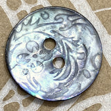 Charcoal Gray Rustic 20mm  Floral Shell 13/16"  Pack of 4 Buttons, #23-215