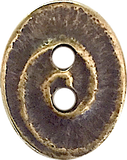 Swirl Oval Button 3/4" x 1/2" Antique Brass Tierra Cast #6574-27