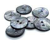 Charcoal Gray Rustic 20mm  Floral Shell 13/16"  Pack of 4 Buttons, #23-215