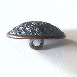 Almost Gone, Blue/Copper Scrollwork Metal Button, Shank Back, 11/16"  #SWC-23