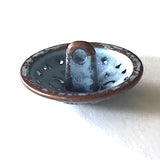 Almost Gone, Blue/Copper Scrollwork Metal Button, Shank Back, 11/16"  #SWC-23