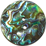 Abalone Mostly Greens/Blues Natural Large 2-Hole Button  1-1/8"  #SK-0037