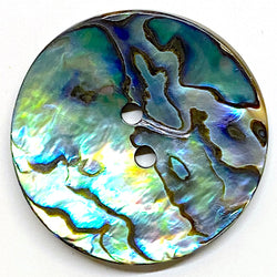 Abalone Mostly Greens/Blues Natural Large 2-Hole Button  1-1/8"  #SK-0037