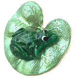 Frog on Lilypad Enamel Button by Susan Clarke Designs 7/8"