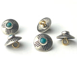 Zia 1/2" Concho Style Button with "Turquoise" Sixteen Rays Nickel Silver Shank Back  #SW-254