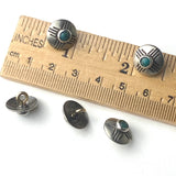 Zia 1/2" Concho Style Button with "Turquoise" Sixteen Rays Nickel Silver Shank Back  #SW-254