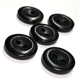 Black Satin 5/8" Corozo Raised Rim 2-Hole Button 15mm #SK-455