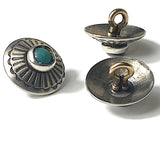 Small Blue Bead Agave Flower 1/2" Nickel Silver Shank Back Concho Button Faux Turquoise #SW-255