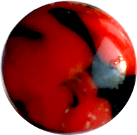 OUTLET ITEM, Pack of THREE, Red + Black Lava Swirl Vintage Small Glass Button 5/16" # GL314