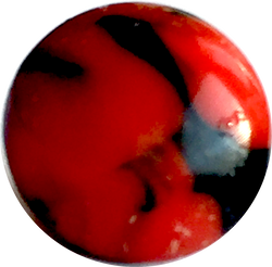 OUTLET ITEM, Pack of THREE, Red + Black Lava Swirl Vintage Small Glass Button 5/16" # GL314