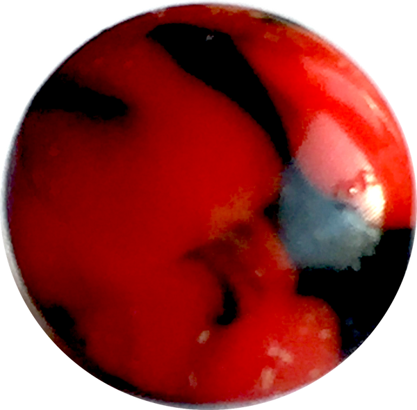 OUTLET ITEM, Pack of THREE, Red + Black Lava Swirl Vintage Small Glass Button 5/16" # GL314