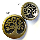 Bird in a Tree Button 5/8" Antique Brass/Black from Tierra Cast  #6577-27