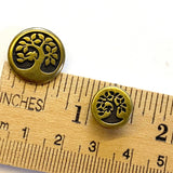 Bird in Tree Button 1/2" Antique Brass/Black from Tierra Cast   # 6583-27