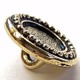 Beaded Bezel Button, Round 1/2" Antique Gold/Black from Tierra Cast (6587-26)