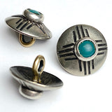 Zia 1/2" Concho Style Button with "Turquoise" Sixteen Rays Nickel Silver Shank Back  #SW-254