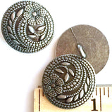 Silver Flower Swirl Dots 15/16" Shank-Back Button  #SWC-24