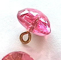 SALE Pink Vintage Glass Buttons, 3/8", Clear and Faceted # GL 311