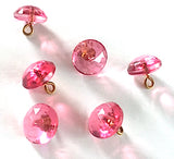 SALE Pink Vintage Glass Buttons, 3/8", Clear and Faceted # GL 311