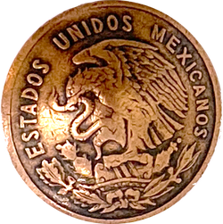 Eagle & Snake Authentic Diez Centavos Coin, Shank-Back Button, 15/16"  #SW-29