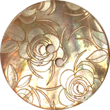 Golden Shell, White Roses Button, 15mm  5/8"  #1177