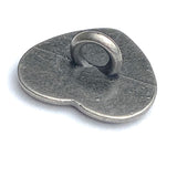 Stitched Heart Antique Silver Smaller Size  5/8", Metal Button, Shank Back #SWC-105