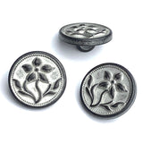 Small Gray Flower  9/16", Metal Button, Shank Back #SWC-107