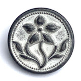 Small Gray Flower  9/16", Metal Button, Shank Back #SWC-107