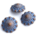 Purply-Blue Copper Patina Mandala Button 11/16", Shank Back  #SWC-111