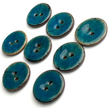 Dark Turquoise Blue Shiny Coconut 1-1/8" 2-Hole Button  #SWC-112