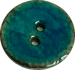 Dark Turquoise Blue Shiny Coconut 1-1/8" 2-Hole Button  #SWC-112
