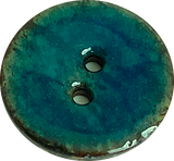 Dark Turquoise Blue Shiny Coconut 1" 2-Hole Button  #SWC-113