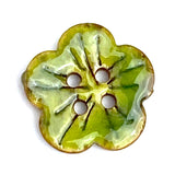 Re-Stocked Green Sakura Coconut Button 3/4" Handpainted, Shiny   #SWC-115