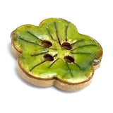 Re-Stocked Green Sakura Coconut Button 3/4" Handpainted, Shiny   #SWC-115
