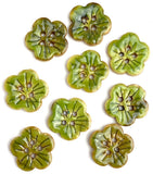 Re-Stocked Green Sakura Coconut Button 3/4" Handpainted, Shiny   #SWC-115