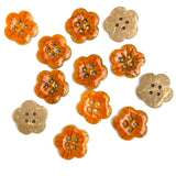 Orange Sakura Coconut Button 5/8"   #SWC-116  Handpainted, Shiny