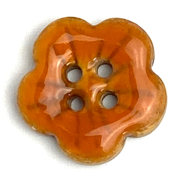 Orange Sakura Coconut Button 5/8" Handpainted, Shiny #SWC-116