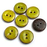 Chartreuse/Golden Olive Coconut Mix, Shiny 11/16" Rustic Round 2-Hole Button, Pack of FIVE   #SWC-118-5