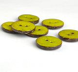 Chartreuse/Golden Olive Coconut Mix, Shiny 11/16" Rustic Round 2-Hole Button, Pack of FIVE   #SWC-118-5