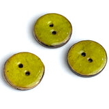 Chartreuse/Golden Olive Coconut Mix, Shiny 11/16" Rustic Round 2-Hole Button, Pack of FIVE   #SWC-118-5